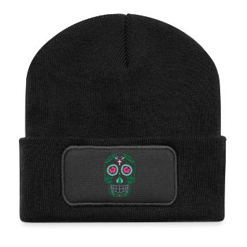 tete de mort mexicaine - Beanie recyclé à patch - noir - Devant
