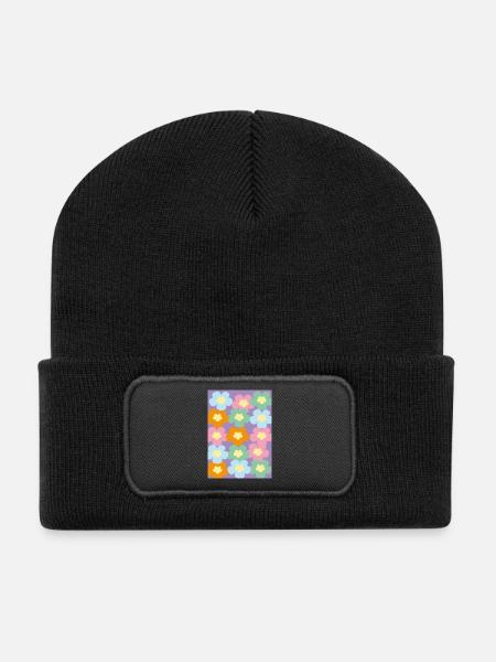 Flower Power - Beanie recyclé à patch - noir