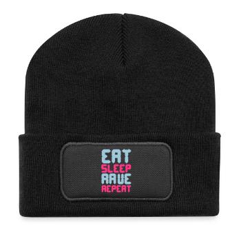 Eat Sleep Rave Repeat - Beanie recyclé à patch - noir - Devant
