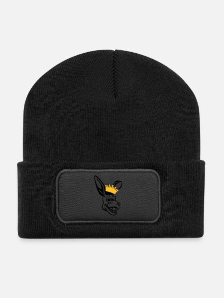 donkey_face_pe2 - Recycelte Patch Beanie - Schwarz