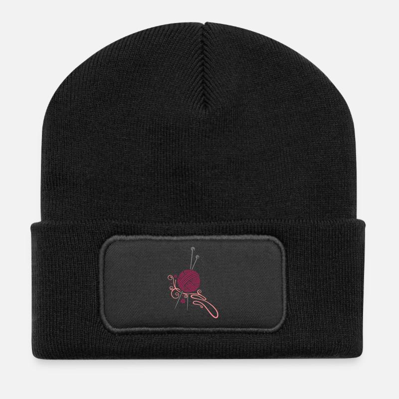 Stricken, Handarbeiten, Stricknadeln Wolle - Recycelte Patch Beanie - Schwarz