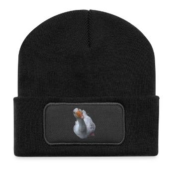 Gans - Recycelte Patch Beanie - Schwarz - Vorne