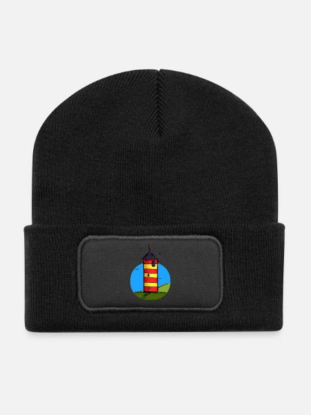 Leuchtturm Pilsum Wahrzeichen - Recycelte Patch Beanie - Schwarz