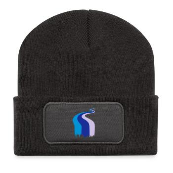 Farbfluss, Fluss, Flow, Fahne - Recycelte Patch Beanie - Dunkelgrau - Vorne