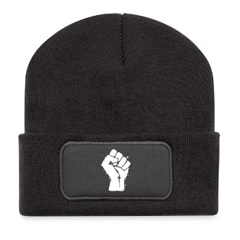 Poing de rébellion - Beanie recyclé à patch - charbon - Devant