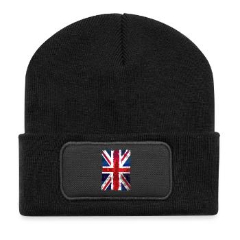 Union Jack - UK Flag - London - Recycelte Patch Beanie - Schwarz - Vorne