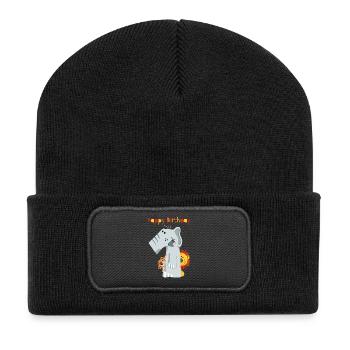 Happy Birthday - Erster Geburtstag - Zahl Eins - Recycelte Patch Beanie - Schwarz - Vorne