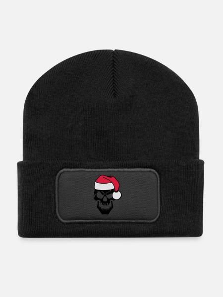 skull christmas - Recycelte Patch Beanie - Schwarz
