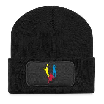Basket Ball / Basketball / Basktet-Ball / Sport - Recycelte Patch Beanie - Schwarz - Vorne