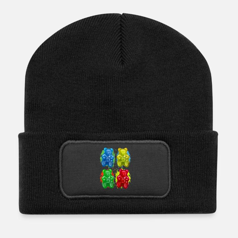 Gummibärchen - Fruchtig - Süssigkeit - Süss - Recycelte Patch Beanie - Schwarz