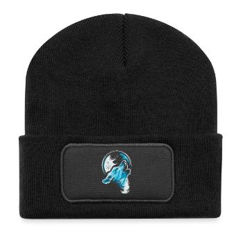 loup bleu lune hurlement illustration animaux de la forêt - Beanie recyclé à patch - noir - Devant