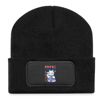 Maneki Neko Fortune Ramen - Recycled Patch Beanie - black - Front