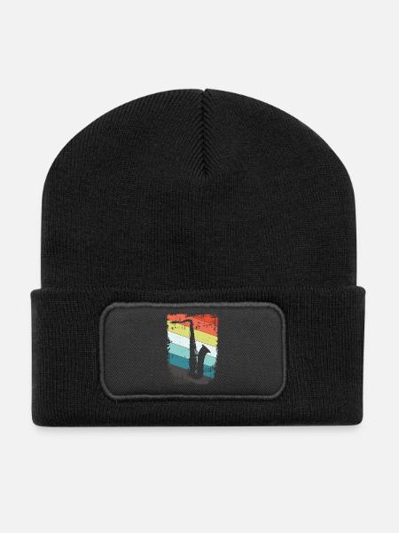 Saxofon Saxophon - Recycelte Patch Beanie - Schwarz