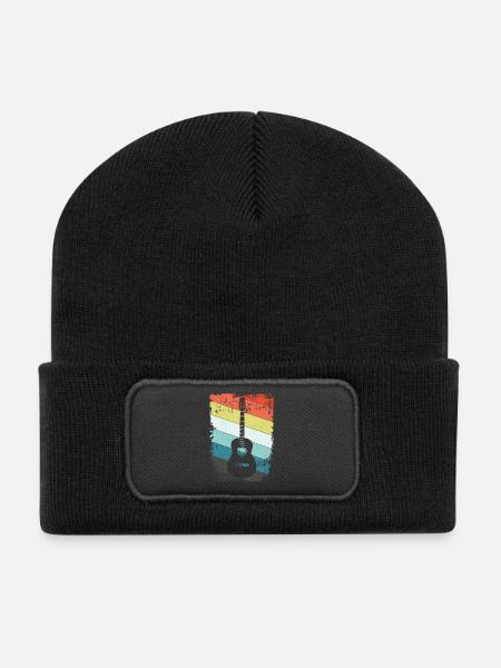Gitarre - Recycelte Patch Beanie - Schwarz