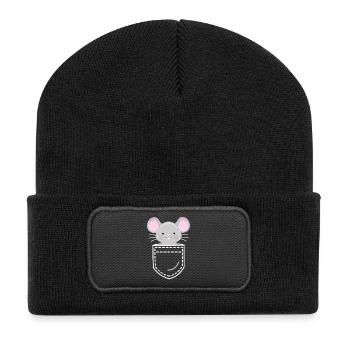 Maus Mäuse - Recycelte Patch Beanie - Schwarz - Vorne