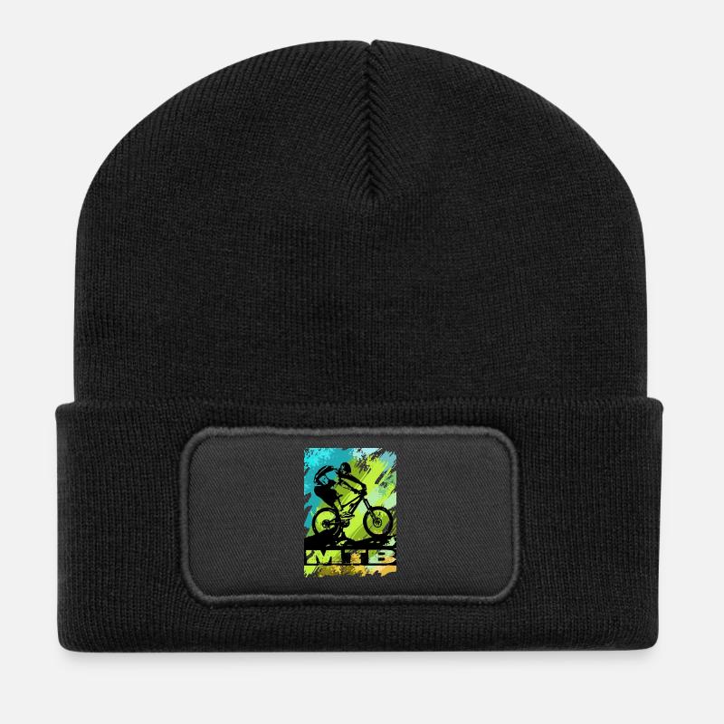 MTB Bike - Recycelte Patch Beanie - Schwarz