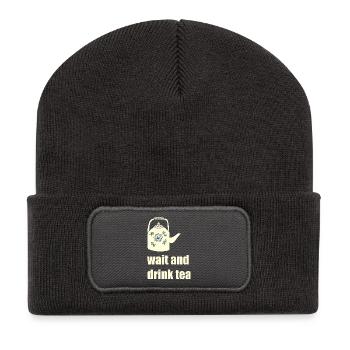 attendre et boire du thé - Beanie recyclé à patch - charbon - Devant