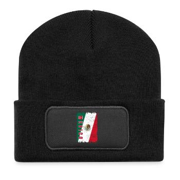 Mexiko Flagge - Recycelte Patch Beanie - Schwarz - Vorne