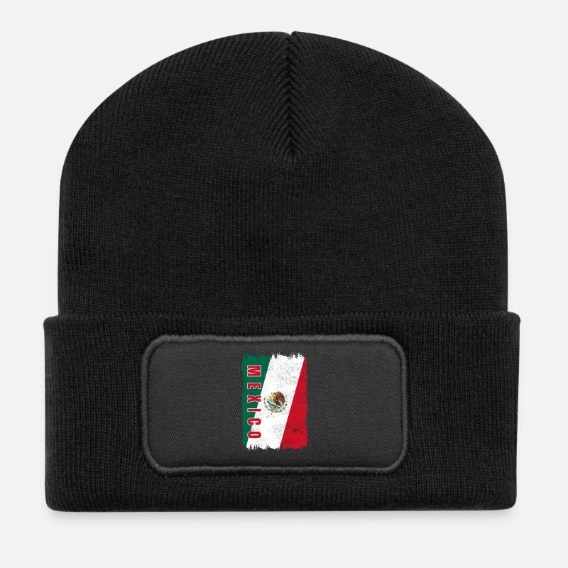 Mexiko Flagge - Recycelte Patch Beanie - Schwarz