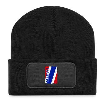 Thailand Flagge - Recycelte Patch Beanie - Schwarz - Vorne