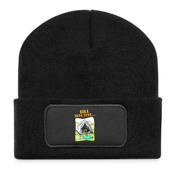 Bike True Love Camping - Recycelte Patch Beanie - Schwarz - Vorne