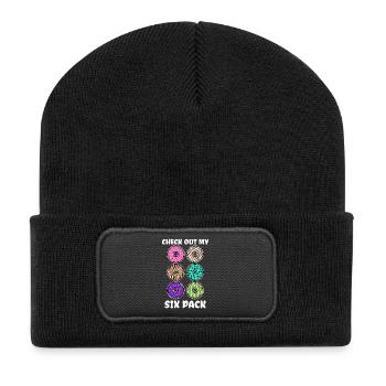 Funny statement donut candy snacking - Recycled Patch Beanie - black - Front