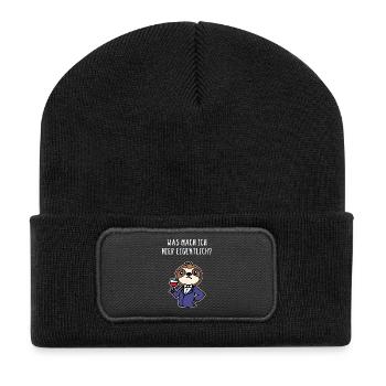 Tier Urwaldbewohner Relax Faultier Zoo Statement - Recycelte Patch Beanie - Schwarz - Vorne
