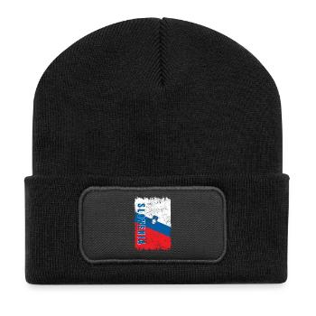 Slowenien Vintage Flagge - Recycelte Patch Beanie - Schwarz - Vorne