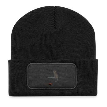Mondbeschienene Tigerkette und gefallene Rose - Recycelte Patch Beanie - Schwarz - Vorne
