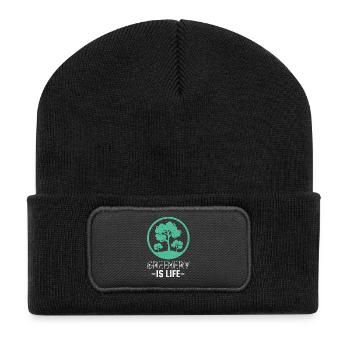Grün ist Leben – Baumkreis Logo - Recycelte Patch Beanie - Schwarz - Vorne