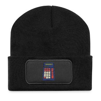80's 90's Calculator Math School Nostalgie - Beanie recyclé à patch - noir - Devant
