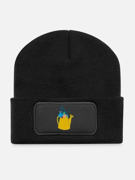 giesskanne senffarben - Recycelte Patch Beanie - Schwarz