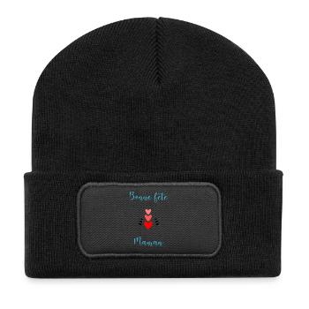 MAMIE. FÊTE DES MÈRES. BONNE FÊTE MAMIE. JE T'AIME - Beanie recyclé à patch - noir - Devant