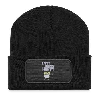 SCHUBKARREN HAPPY - Recycelte Patch Beanie - Schwarz - Vorne
