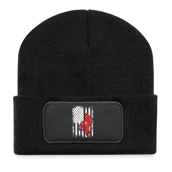 BMX USA Flagge - Recycelte Patch Beanie - Schwarz - Vorne