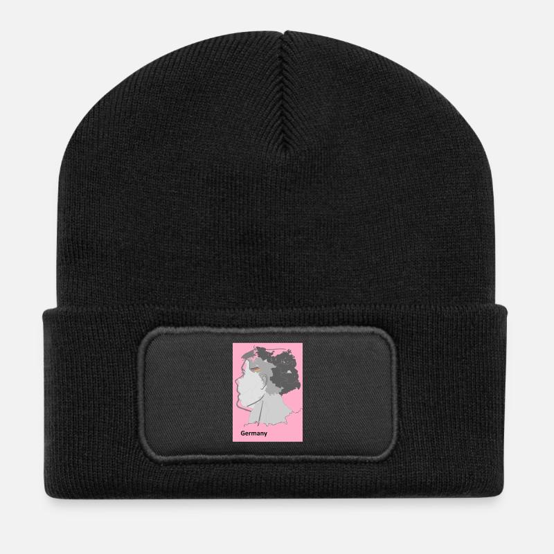 Germany in Gradient with Artist's Motif - Recycled Patch Beanie - black