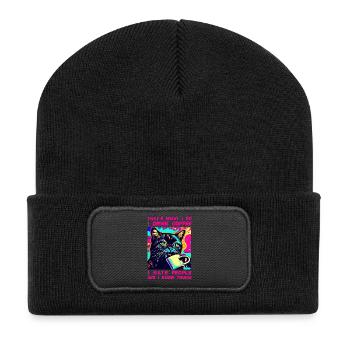 Café de chat confortable - Beanie recyclé à patch - noir - Devant