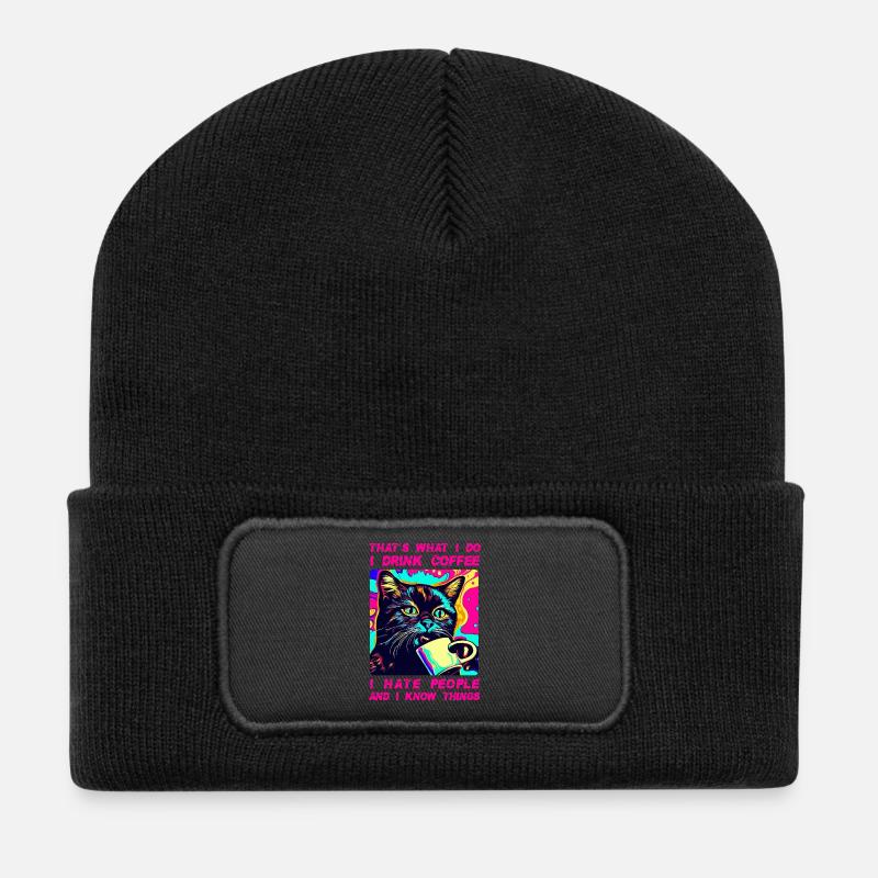 Cozy Cat Coffee - Recycled Patch Beanie - black