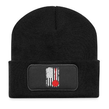 USA Patriotischer Banjospieler - Recycelte Patch Beanie - Schwarz - Vorne