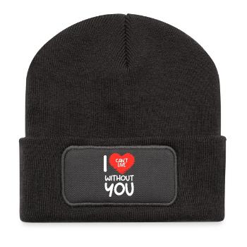 Je ne peux pas vivre sans toi (sombre) - Beanie recyclé à patch - charbon - Devant