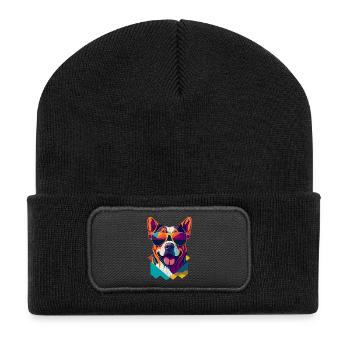 Pawsome Attitude: Retro Dog T-Shirt - Recycled Patch Beanie - black - Front
