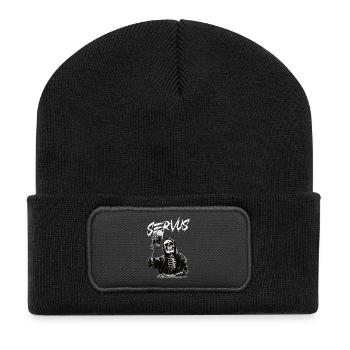 Sensenmann mit Bier - Recycelte Patch Beanie - Schwarz - Vorne