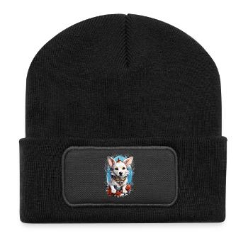 Chien mignon - Beanie recyclé à patch - noir - Devant