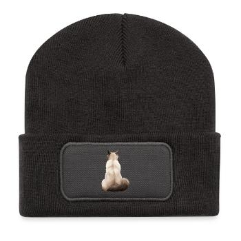 Balinesische Katze - Recycelte Patch Beanie - Dunkelgrau - Vorne