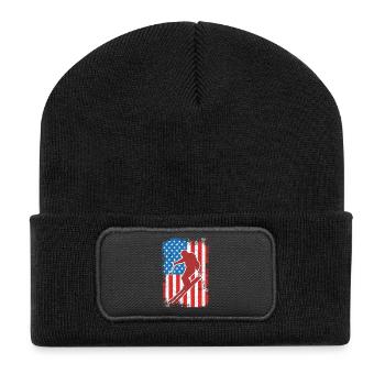 Skieur patriotique des États-Unis - Beanie recyclé à patch - noir - Devant