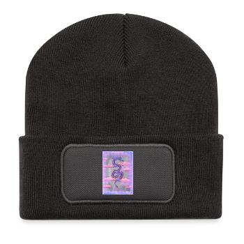 Mythischer Drachen in Wolkenlandschaft - Recycelte Patch Beanie - Dunkelgrau - Vorne