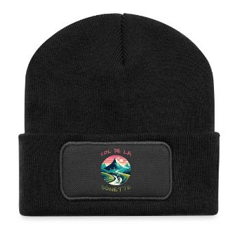 Col de la Bonette: The Challenge of the Alps - Recycled Patch Beanie - black - Front