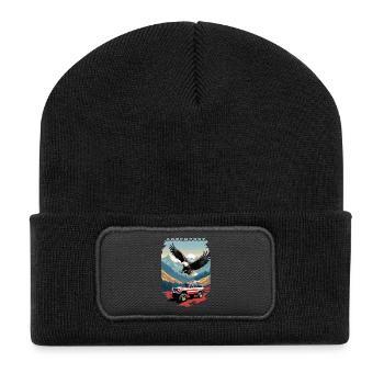 Abenteuerreise USA - Recycelte Patch Beanie - Schwarz - Vorne