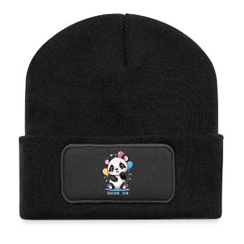 Süße Panda Bär - Recycelte Patch Beanie - Schwarz - Vorne