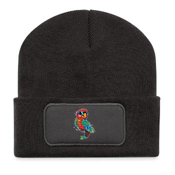 Bird Lover, Parrot, Animal, Bird, Pet, Jungle - Recycled Patch Beanie - dark grey - Front